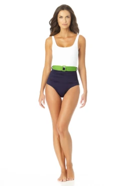 Anne Cole - Belted Scoop Neck One Piece Swimsuit 8 Anne Cole - Belted Scoop Neck One Piece Swimsuit -One-Pieces Store AnneCole BeltedScoopNeckOnePieceSwimsuit 939 22MO07701 NVCB jpg