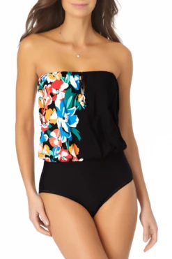 Anne Cole - Blouson With Keyhole One Piece Swimsuit -One-Pieces Store AnneCole BlousonWithKeyholeOnePieceSwimsuit 462 21MO06136 BKFL FRONT jpg