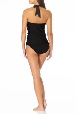 Anne Cole - Center Shirred Halter Tankini -One-Pieces Store AnneCole CenterShirredHalterTankini 406 21MT27136 BLK jpg