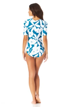 Anne Cole - Half Zip Front Rash Guard One Piece Swimsuit -One-Pieces Store AnneCole HalfZipFrontRashGuardOnePieceSwimsuit 126 22MO08266 TEPT jpg