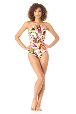 Anne Cole - High Neck Smocked One Piece Swimsuit 9 Anne Cole - High Neck Smocked One Piece Swimsuit -One-Pieces Store AnneCole HighNeckSmockedOnePieceSwimsuit 386 22MO05263 MULT jpg