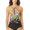 Anne Cole - High Neck With Ruffle Straps One Piece Swimsuit