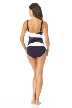 Anne Cole - Mesh V Neck One Piece Swimsuit 9 Anne Cole - Mesh V Neck One Piece Swimsuit -One-Pieces Store AnneCole MeshVNeckOnePieceSwimsuit 834 22MO07401 NVWH JPG