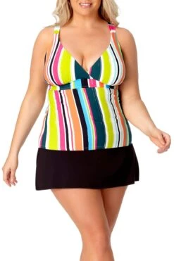 Anne Cole Plus - Halter Twist Back Tankini -One-Pieces Store AnneCole Resort Plus Halter Twist Back Tankini 235 20PT28126 FRONT jpg