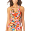 Anne Cole - Shirred Front Halter One Piece Swimsuit -One-Pieces Store AnneCole ShirredFrontHalterOnePieceSwimsuit 322 22MO07274 MULT FRONT jpg