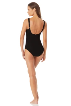 Anne Cole - Square Neck Shirred One Piece -One-Pieces Store AnneCole SquareNeckShirredOnePiece 1726 22MO08001 BLK jpg