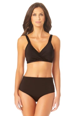 Anne Cole - Women's Hidden Underwire Bikini Swim Top -One-Pieces Store AnneCole SurpliceHiddenUnderwireBikiniSwimTop 2035 22MT19901 BLK FRONT jpg