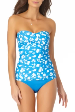 Anne Cole - Twist Front Lace Back Bandeau Tankini Top