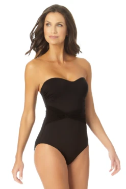 Anne Cole - Twist Mesh Belt Strapless One Piece Swimsuit -One-Pieces Store AnneCole TwistMeshBeltStraplessOnePieceSwimsuit 865 22MO07601 BLK FRONT jpg