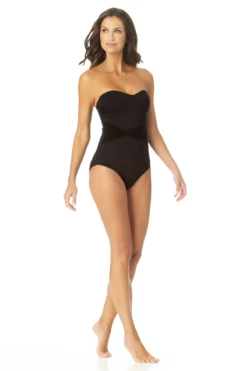 Anne Cole - Twist Mesh Belt Strapless One Piece Swimsuit -One-Pieces Store AnneCole TwistMeshBeltStraplessOnePieceSwimsuit 865 22MO07601 BLK jpg