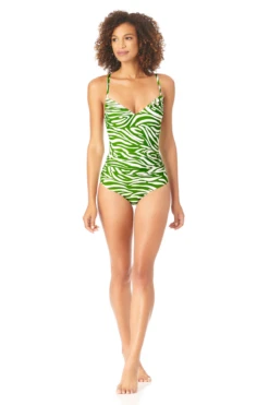 Anne Cole - X Back Shirred One Piece Swimsuit -One-Pieces Store AnneCole XBackShirredOnePieceSwimsuit 117 22MO04664 GRWT jpg