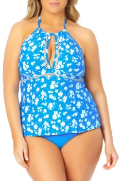Anne Cole Plus - High Neck Keyhole Halter Tankini Top