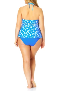 Anne Cole Plus - High Neck Keyhole Halter Tankini Top -One-Pieces Store AnneColePlus HighNeckKeyholeHalterTankiniTop 454 21PT22303 BLUE jpg