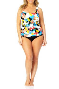 Anne Cole Plus - Square Neck Tankini Top -One-Pieces Store AnneColePlus SquareNeckTankiniTop 085 21PT21985 BLK jpg