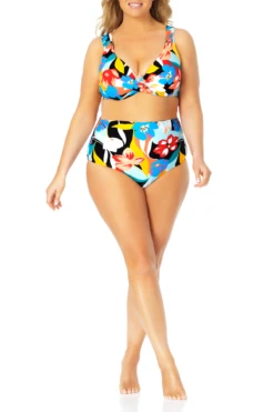 Anne Cole Plus - Twist Front Underwire Bikini Swim Top -One-Pieces Store AnneColePlus TwistFrontUnderwireBikiniSwimTop 028 21PT10585 MULT jpg