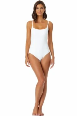 Anne Cole - Classic Lingerie Maillot One Piece Swimsuit -One-Pieces Store MYMO00101 WHT 2268