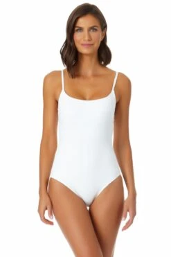 Anne Cole - Classic Lingerie Maillot One Piece Swimsuit -One-Pieces Store MYMO00101 WHT 2268 2