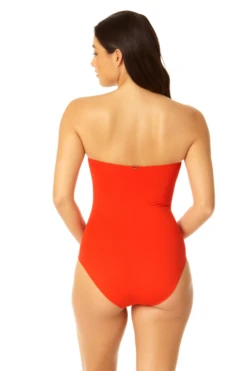Anne Cole - Twist Front Shirred One Piece -One-Pieces Store MYMO00501 RED SPICE 2