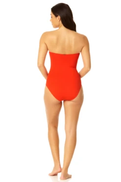 Anne Cole - Twist Front Shirred One Piece -One-Pieces Store MYMO00501 RED SPICE 4