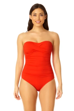 Anne Cole - Twist Front Shirred One Piece -One-Pieces Store MYMO00501 RED SPICE 6
