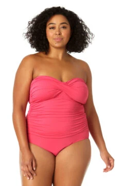 Anne Cole Plus - Twist Front Shirred One Piece -One-Pieces Store MYPO00501 HTPK 1348 FRONT