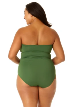 Anne Cole Plus - Twist Front Shirred One Piece -One-Pieces Store MYPO00501 MOSS 1913 1