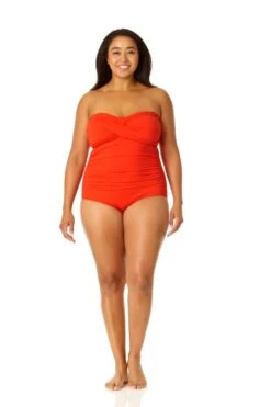 Anne Cole Plus - Twist Front Shirred One Piece -One-Pieces Store MYPO00501 SPCE 1872 3