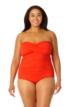 Anne Cole Plus - Twist Front Shirred One Piece