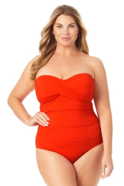 Anne Cole Plus - Twist Front Shirred One Piece -One-Pieces Store MYPO00501 TRPRD 879 FRONT