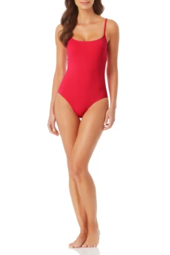 Anne Cole - Classic Moderate Leg Maillot One Piece Swimsuit -One-Pieces Store annd cole live in color classic moderate leg one piece bery front 1524 21MO00101