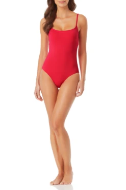 Anne Cole - Classic Moderate Leg Maillot One Piece Swimsuit -One-Pieces Store annd cole live in color classic moderate leg one piece bery side 1524 21MO00101