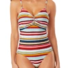Anne Cole - Center Front Cinched Underwire One Piece -One-Pieces Store anne cole boardwalk stripe cf cinched bar maillot mult front crop 254 21MO09506