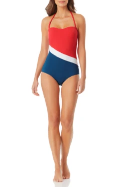 Anne Cole - Colorblock Bandeau One Piece Swimsuit -One-Pieces Store anne cole color block bandeau op front 1252 21MO02574
