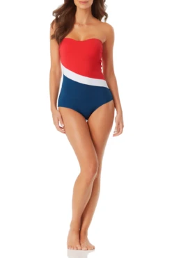 Anne Cole - Colorblock Bandeau One Piece Swimsuit -One-Pieces Store anne cole color block bandeau op front 1268 21MO02574