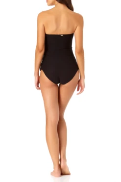 Anne Cole - Textured Twist Front Bandeau Tankini Top With Cutout -One-Pieces Store anne cole dream weaver twist front bikini top back 1829 21MT28714