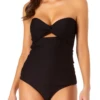 Anne Cole - Textured Twist Front Bandeau Tankini Top With Cutout -One-Pieces Store anne cole dream weaver twist front bikini top front crop1800 21MT28714