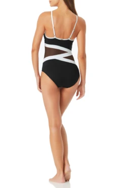 Anne Cole - Colorblock Mesh One Piece Swimsuit -One-Pieces Store anne cole hot mesh asymetric mesh ots op black back 1318 21MO03975