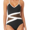 Anne Cole - Colorblock Mesh One Piece Swimsuit -One-Pieces Store anne cole hot mesh asymetric mesh ots op black crop 1313 21MO03975