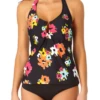 Anne Cole - Halter U Trim Tankini Top -One-Pieces Store anne cole island bloom halter u trim tankini front crop 643 21MT28927
