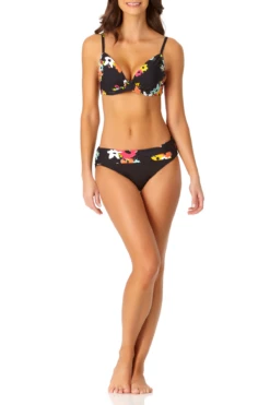 Anne Cole - Cup Sized Shirred Underwire Twist Front Bikini -One-Pieces Store anne cole island bloom shirred uw ots bikini top front 588 21MT16627