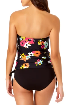 One-Pieces Store -One-Pieces Store anne cole island bloom strappless u trim drawstring bandeau tankini back crop 1653 21MT29027