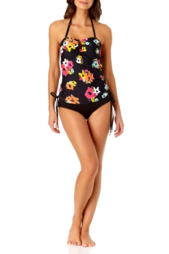 Anne Cole - Bandeau Tankini With U Trim -One-Pieces Store anne cole island bloom strappless u trim drawstring bandeau tankini front 1674 21MT29027