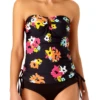 Anne Cole - Bandeau Tankini With U Trim -One-Pieces Store anne cole island bloom strappless u trim drawstring bandeau tankini front crop 1626 21MT29027