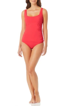 Anne Cole - Square Neck Tankini Top -One-Pieces Store anne cole live in color square neck tankini sorb front 977 21MT21901