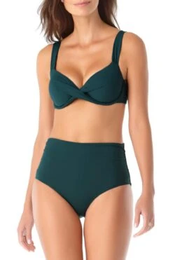 Anne Cole - Underwire Twist Front Bikini Swim Top -One-Pieces Store anne cole live in color underwire twist front cup size bikini top euca front crop 1543 20MT10501