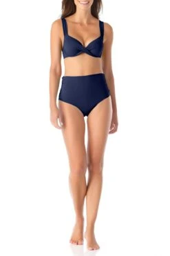 Anne Cole - Underwire Twist Front Bikini Swim Top -One-Pieces Store anne cole live in color underwire twist front cup size bikini top navy front 1838 MYMT10501