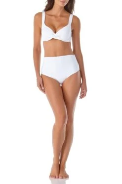 Anne Cole - Underwire Twist Front Bikini Swim Top -One-Pieces Store anne cole live in color underwire twist front cup size bikini top white front 2598 MYMT10501