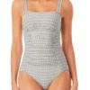Anne Cole - Straight Neck Contour One Piece Swimsuit -One-Pieces Store anne cole palm breeze straight neck contour op grco front crop 1055 21MO08197