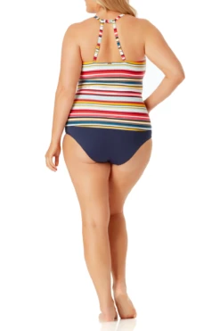 Anne Cole Plus - High Neck Tankini Top 12 Anne Cole Plus - High Neck Tankini Top -One-Pieces Store anne cole plus boardwalk stripe high neck tankini nvy back 311 21PT20606