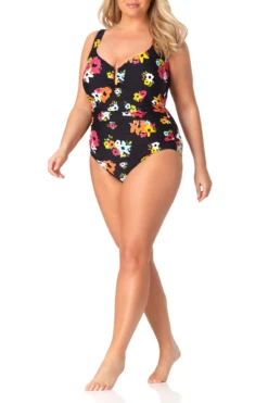 Anne Cole Plus - Sweetheart U Trim One Piece Swimsuit 14 Anne Cole Plus - Sweetheart U Trim One Piece Swimsuit -One-Pieces Store anne cole plus island bloom sweetheart u trim ruched one piece front 1371 21PO07527